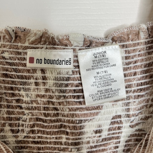 No boundaries brown and white paisley dress midi smocked vintage size medium - Picture 3 of 5